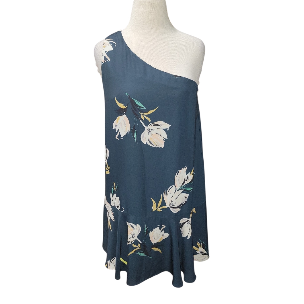 Amanda Uprichard Dark Teal Floral One-Shoulder Dress Various Sizes
